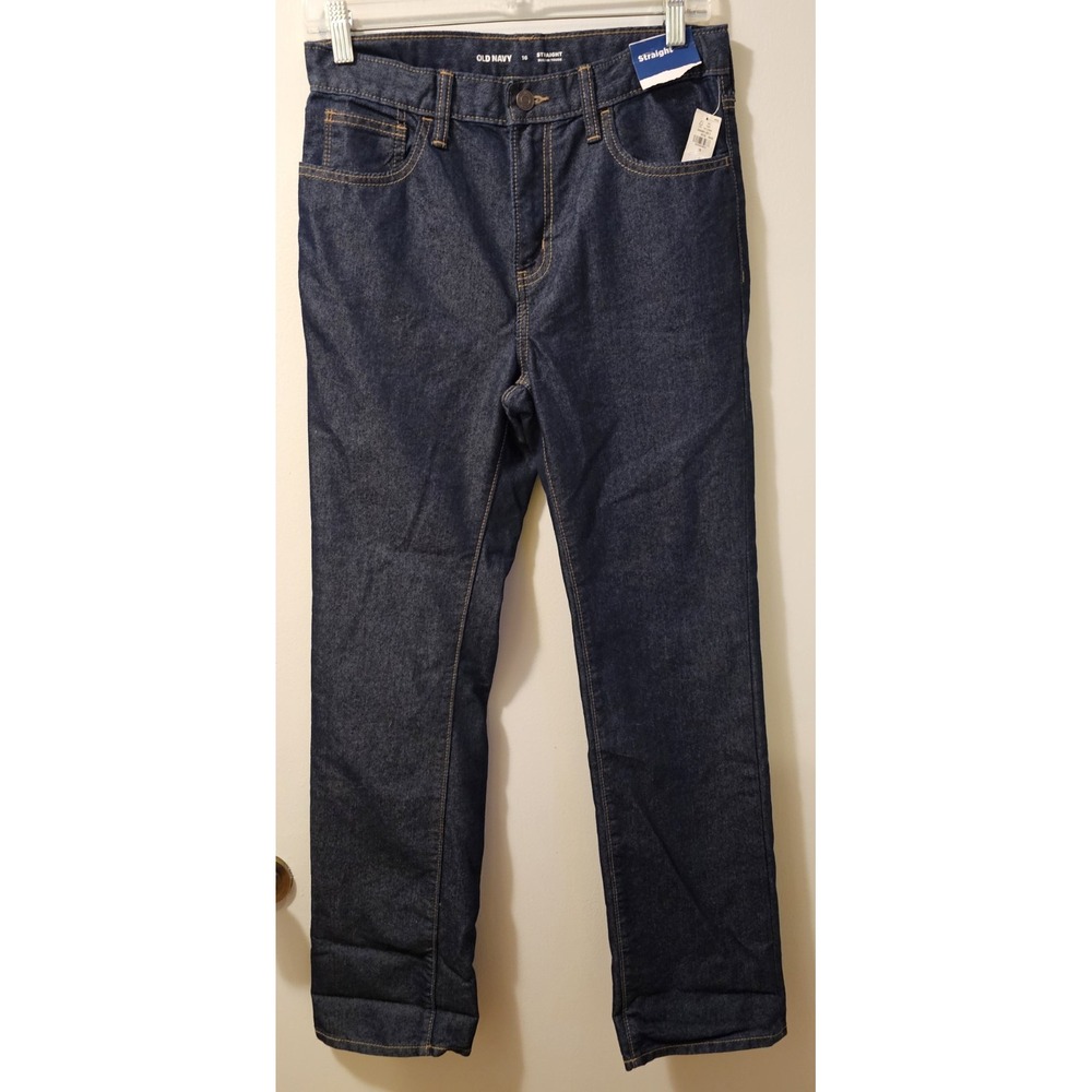 Old Navy Boys‎ Size 16 Dark Wash Denim Straight-Leg Built-In Tough Jeans NWT